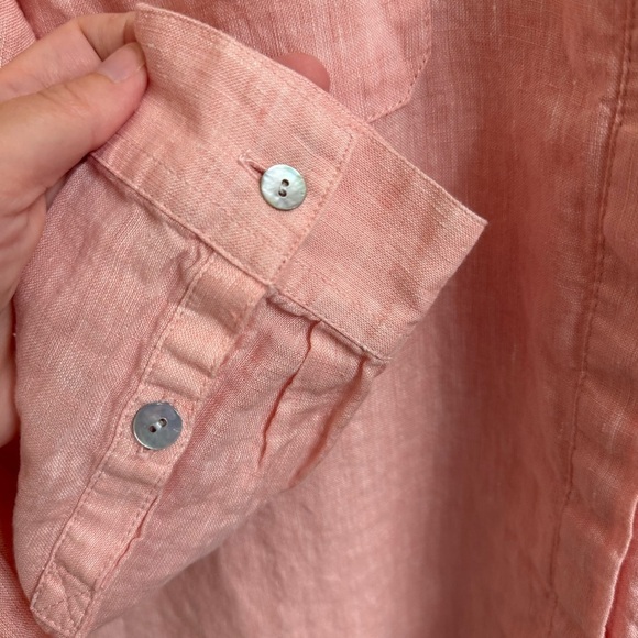 J Jill Love Linen Womens Size M Soft Pink Long Sleeve Button Up Tunic Blouse Top - Picture 4 of 9